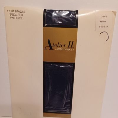 PantyHose Lycra Opaques Sandlefoot Pantyhose  Navy Size B Made In Usa 3046